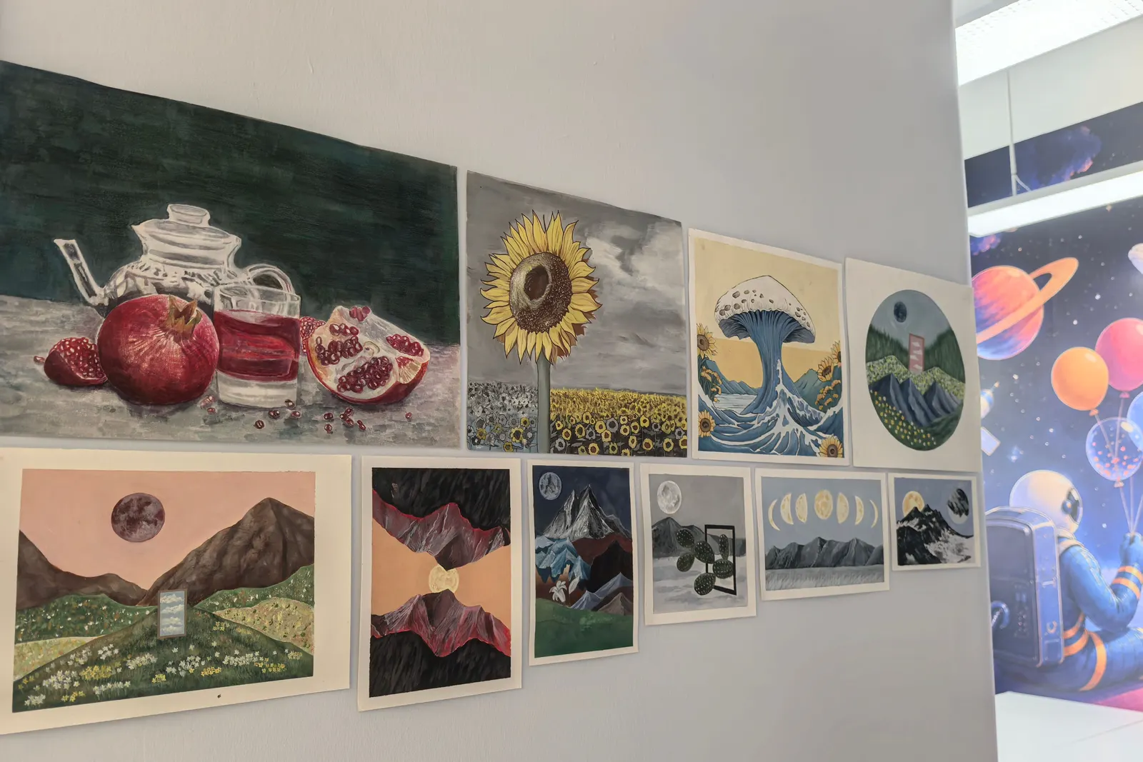 Framed studies on the art wall